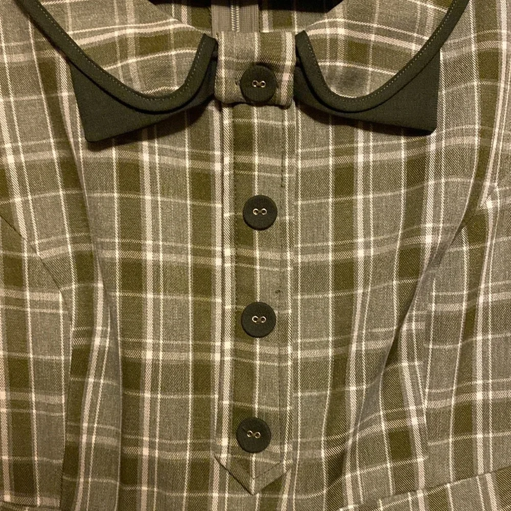 Voodoo Vixen Olive Plaid Dress - Picture 3 of 7